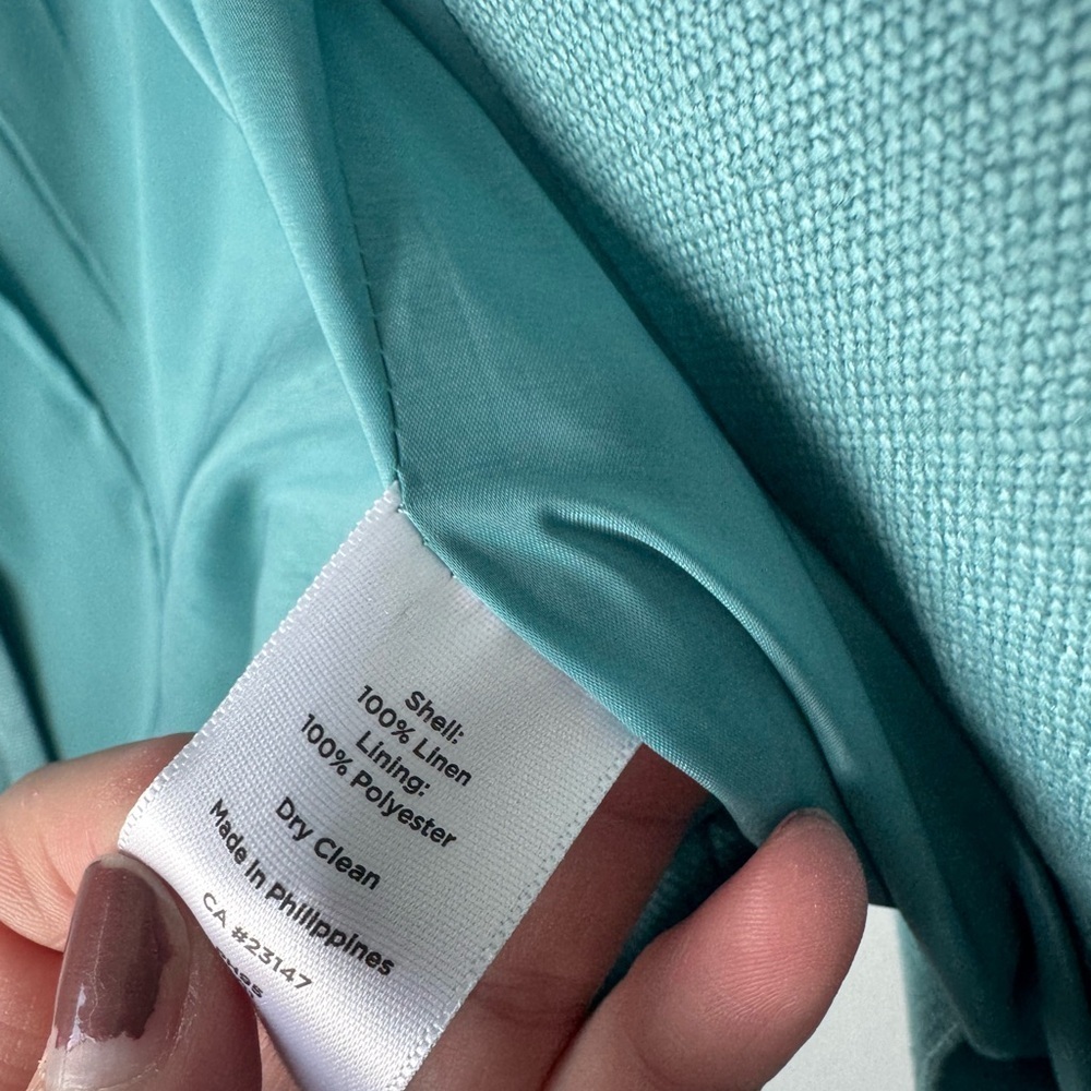 Talbots Women's Linen Aqua Blue Blazer - Picture 5 of 6